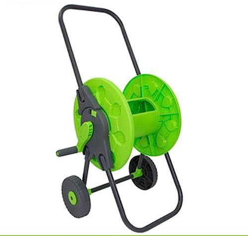 Support de tuyau d'arrosage, enrouleur de tuyau d'arrosage, chariot mobile avec roulettes, chariot pour tuyau d'arrosage avec poignée et roulettes, support extérieur, rangement de tuyaux de grande c