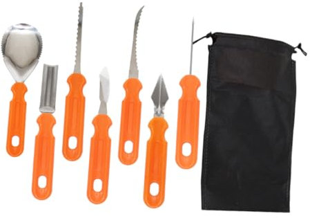 Tofficu Kit Per Intaglio Di Zucca Da 7 Pezzi: Utensili Per Intaglio Resistenti in Acciaio Inossidabile Per Halloween, Coltello Per Intagliare Decorazioni Di Zucca, Decorazioni Di Frutta E