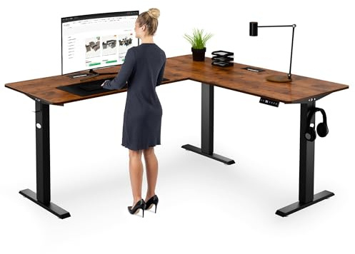 di volio Höhenverstellbarer Eckschreibtisch Braun Rechts 165x145 cm Montaro | Elektrischer L-Schreibtisch, Memory Funktion, Höhenbereich 70,5–113 cm, stabile Konstruktion, Schreibtisch für Homeoffice