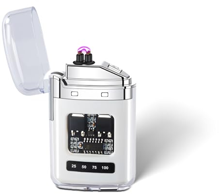 EleBikk Accendino elettronico, doppio arco elettrico, ricaricabile, tipo C, indicatore di potenza LED, doppio arco al plasma antivento, compatto e facile da trasportare