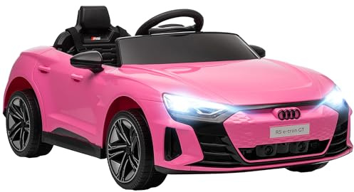 HOMCOM AUDI RS e-tron GT Macchina Elettrica per Bambini 3-5Anni, 12V Doppio Motori Auto Elettrica per Bambini 3-5km/h, Cintura di Sicurezza, Telecomando, Sospensioni, Musica, Luci LED, Clacson