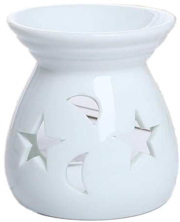 Blausky 1 lampada aromatica, 7,5 x 8,3 cm, lampada profumata in ceramica, portacandela per aromi, bruciatore di aromi, diffusore di aromi, per sonnifero, rilassamento, meditazione, bianco