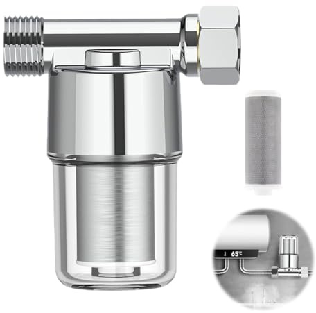 Vlecexs Wasserfilter-Dusche, Wasserhahn- und Rückspülfilter, Wiederverwendbare Edelstahl-Wasserfilter für Wassererhitzer, Toiletten und Waschmaschinen