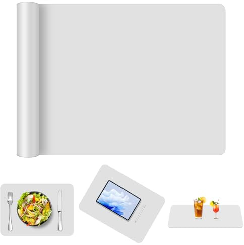 AUAUY Silicone Baking Mat, 60x40cm for Dough Rolling (Light Grey) | Heat Resistant Mat, Fondant/Pie, Pastry Baking, Crafts Jewelry Casting, Painting, Counter Protector