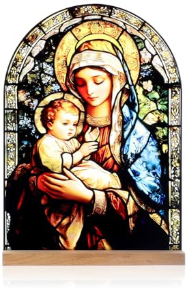 KMIMO Ikone Jungfrau Maria Christus, Jesus, katholische Tischdekoration, Acryl, stehend, Haus, Altar, christliche Geschenke