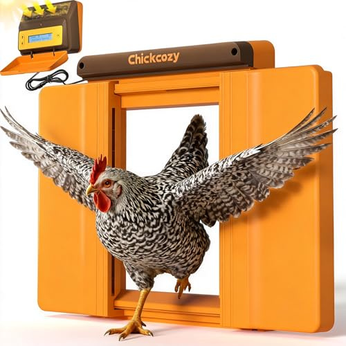 Solar Chicken Coop Door, Dual Motor Automatic Chicken Coop Door with Light Sensor, Timer & Manual Mode, ASA Automatic Coop Door with Dual Anti-Pinch System, Chicken Door with Detachable Controller