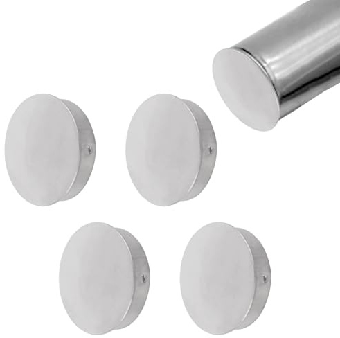UFURMATE 4PCS 40mm/1.57in 304 Stainless Steel Round Handrail End Caps Staircase Steps Hand Rail End Cover Handrail Fittings Protectors(Silver)