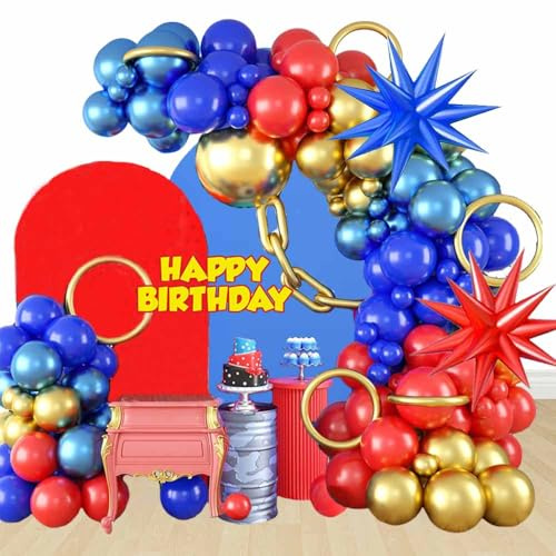 Party Dekoration Set Blau Rot Luftballons Garland Arch Kit Cartoon Thema Geburtstag Party Dekorationen