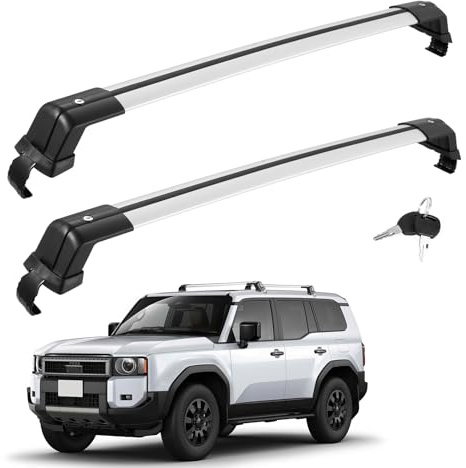 Papasbox 43.3inch Roof Rack Cross Bars, 2PCS Black Aluminium Roof Rack for Fits 43.3in to 46.45in Width, Gap to Car Roof, Rail Carrier Cross Bars Lockable Fit Flush Raised Rails, Various car models