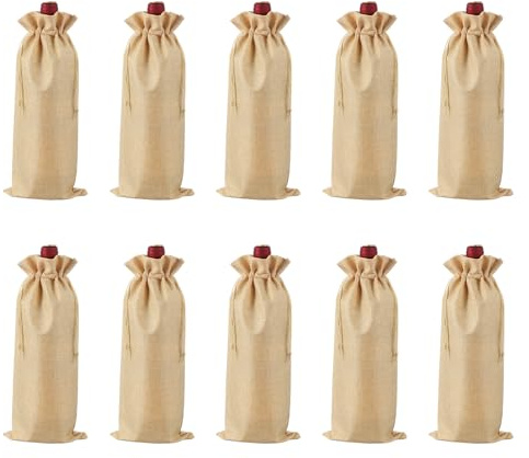 QUARKZMAN 10Stk Jute Wein Taschen Weinflaschen Geschenkbeutel Mit Zugbändern Spirituosen Flaschenhüllen Für Hochzeit Weihnachten Geburtstag Party Favors Gelb | Spirituosen Flaschenhüllen, Mit Zugbändern, Für Hochzeit Weihnachten Geburtstag Party Favors