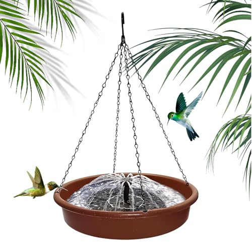 Giwuence Bain d'oiseaux Bassin,Plateau d'alimentation Rond Solaire Renforcé | Fontaine à Eau pour Oiseaux | pour Animaux de Compagnie Volière Pinsons Perruches Moines Jardin Maison Arrière-Cour