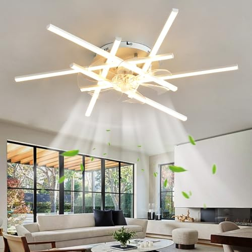Dceinz Tipo A Stelo Ventilatore Da Soffitto Con Luce Dimmerabile E Silenzioso Con Funzione Di Memoria Rotazione Avanti E Indietro Sei Lampadario Con Ventilatore Da Soffitto,Bianco-6