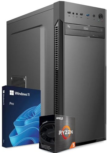 PC Fisso Completo - Computer Desktop AMD Ryzen 5 3400G • RAM 32GB DDR4 • SSD 1TB NVMe M.2 • Grafica Radeon Vega 11 • Wi-Fi AC e Bluetooth • Masterizzatore DVD • HDMI • USB 3.0 • Windows 11 Pro