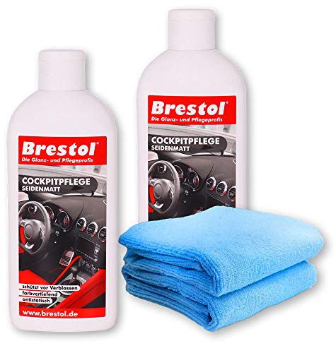Brestol KUNSTSTOFFPFLEGE AUTO Set1 (2x 250 ml Kunststoffpflege + 2x Universaltuch) - Innenraumpfleger Tiefenpfleger Gummipflege Innenraumpflege Kunststoff Gummi Vinyl