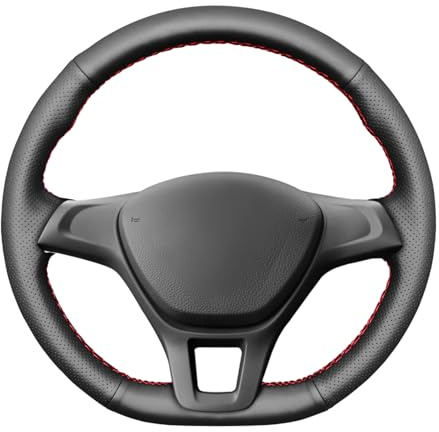 MEWANT Hand Nähen Schwarz Kunstleder Auto Lenkradbezug für Golf 7 Mk7 Neue für Polo für Tiguan | Golf 7 Mk7 Neue / Polo / Tiguan Schwarz Kunstleder Atmungsaktiv Für Beheizte Lenkräder Langlebig