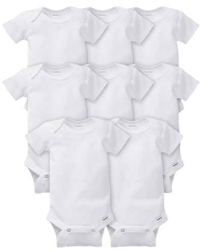 Gerber Baby 8-Pack Short Sleeve Onesies Bodysuits, Solid White, 6-9 Months