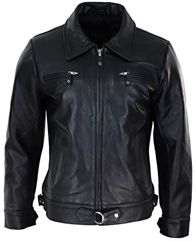 Infinity Leather Herren Lederjacke 100% Echtleder Schwarz Braun Vintage Retro Design