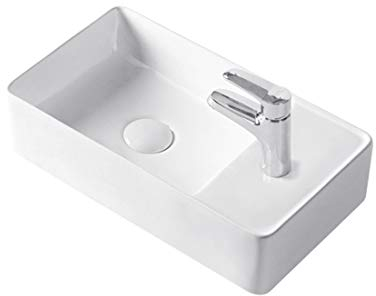 STILFORM Gäste WC Waschbecken Keramik für Wandmontage oder Aufsatzwaschbecken mit Hahnloch in 46 x 25 cm in Brillant Weiß oder Schwarz matt| Waschbecken mit Lotus-Effekt