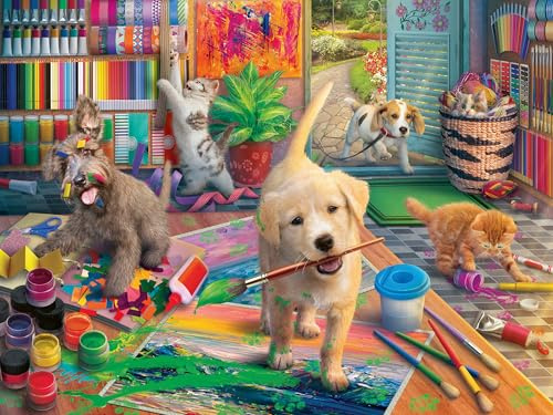 Ravensburger Puzzle 16801 - Tierische Künstler - 750 Teile Large Pieces, Puzzlespaß mit größeren Puzzleteilen für die ganze Familie