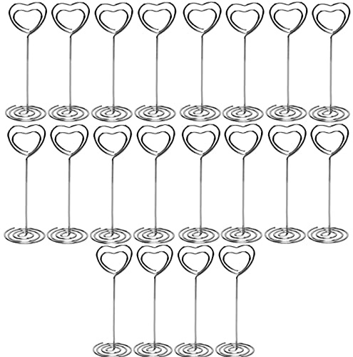 Wedding Table Numbers Holder – YQBOOM 20 Pack 3.35 inch Name Card Holder Place Card Holder Photo Holder Clips Note Photo Picture Memo Stand – Silver