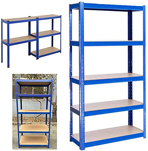 Schwerlastregal 200x100x50 cm Metallregal mit pulverbeschichteter Oberfläche Werkstattregal 5 MDF-Platten Kellerregal 50 cm Tief, bis 875kg Steckregal für Garage, Werkstatt, Speisekammer