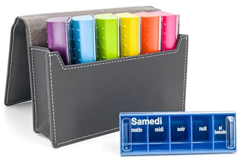 Anabox - Luxus-Pillendose für die Woche, Regenbogen – 7 Tage – 5 Fächer pro Tag – inklusive Etui – Reiseformat mit 7 abnehmbaren Pillendosen – robust und praktisch – BPA-frei