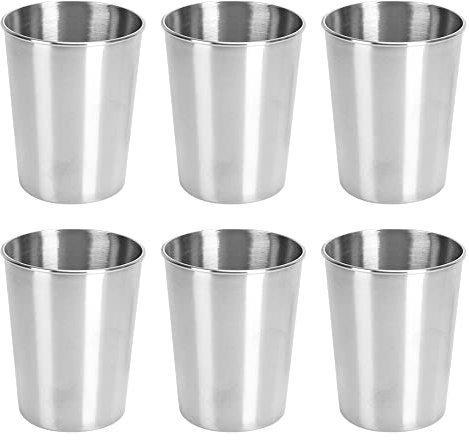 MOPOIN Tasses en Acier Inoxydable, 6pcs 250ml, Empilables et Réutilisables pour Boire, Gobelet pour Voyage Camping Boisson Bière Whisky