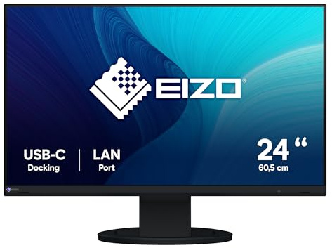 EIZO FlexScan EV2490-BK 60,5 cm (23,8 Zoll) Monitor (HDMI, USB Hub, USB-C, RJ-45 LAN, KVM Switch, Daisy Chain, DisplayPort, 5 ms, 1920 x 1080, höhenverstellbar) schwarz