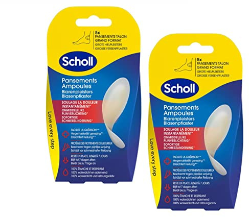 SCHOLL Blasenpflaster, groß, speziell für Absätze, 2 Packungen mit je 5 Stück