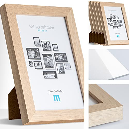 6 Stk. Bilderrahmen 10x15cm in natur aus MDF, minimalistisch & modern für Fotos & Bilder. Inkl. Acrylglasschutz. Eignet sich als Tisch-Aufsteller und für die Wand, Hochformat oder Querformat.