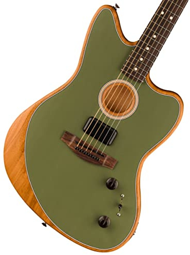 Fender Acoustasonic Player Jazzmaster Antique Olive - Westerngitarre