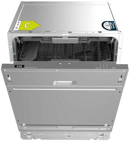 Cecotec Lave-Vaisselle Intégré 60 cm Bolero Aguazero 6500 Full-BI. 15 Couverts, Troisième Bac, Faible Consommation d'Énergie, 6 Programmes avec Dual Zone Wash, O2 Dry, Motor Inverter Plus