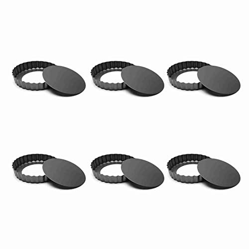 6pcs Mini Moule à Tarte 3 Pouces, Moules à Quiche Avec Fond Amovible Petit Moule à Tarte Pour Tartes Aux Fruits, Quiches, Gâteaux Au Fromage