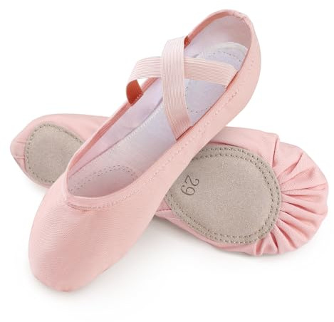 boruizhen Zapatillas de Ballet Niña Suela Partida de Cuero Zapatillas Ballet Mujer Lona Punteras Gimnasia Ritmica Niña Negra Beige Rose Tallas 21-44 EU