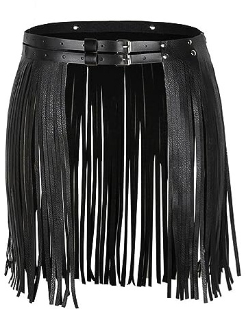 TAFACE 1 Stück Fransen-Lederrockgürtel, Punkrock-Gürtel für Damen, Kunstledergürtel, Gothic-Bikinigürtel für Rock, Hose (schwarz)