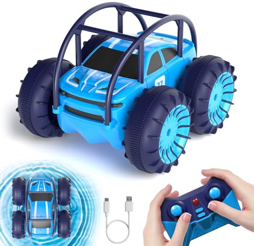 MaxTronic Coche Teledirigido de Carga Directa para Niños - Coche RC Anfibio 2.4G 360° - 15KM/H - 4WD - Coche de Acrobacias Todoterreno con LED Ajustable - Niños y Niñas de 3-12 Años