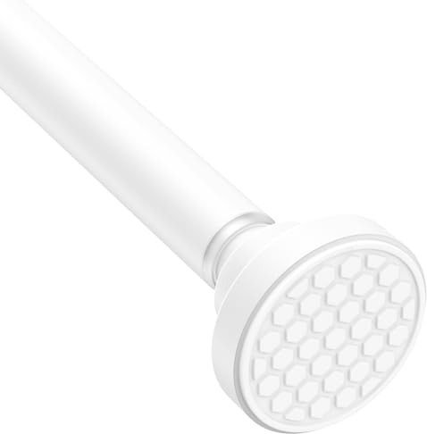 Zipglo 1 Stück Duschstange Ohne Bohren 70-130cm, Gardinenstange Ohne Bohren Teleskopstange Vorhang, Klemmstange,Vorhangstange Ohne Bohren,Duschstange Zum Klemmen FüR Fenster,Schrank,KüChe,Weiß