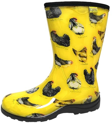 Kprm Women's Rain Boots Waterproof Mid Calf Rubber Garden Shoes Outdoor