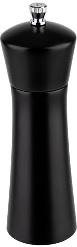 APS 40578 Pfeffermühle, Gewürzmühle aus Akazienholz, Mahlwerk aus Carbonstahl, Ø 5 cm, Höhe 17 cm, schwarz