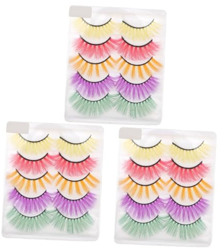 Housoutil Red Cherry Wimpern 15 Paare Farbige Falsche Wimpern Künstliche Wimpern Regenbogen Wimpern Natürliche Falsche Wimpern Klebende Wimper Halloween-wimpern 3d Nachahmung Von Verlängern Dicht