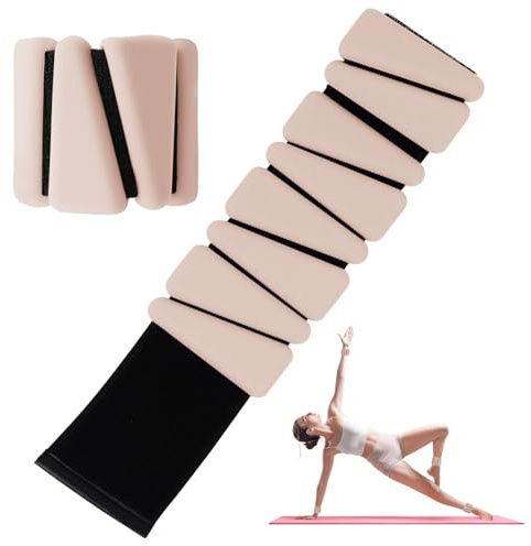 Handgelenkgewichte für Handgelenk und Knöchel, verstellbar, für Damen und Herren, 2 Stück, Silikon-Handgelenk-Armbänder für Yoga, Tanz, Pilates, Schwimmen, Cardio, Aerobic, Gym (Beige)