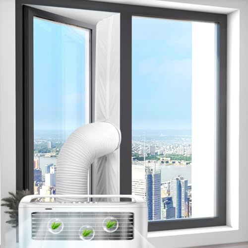 Fensterabdichtung Für Mobile Klimageräte 400cm Klimaanlage Fensterabdichtung Kein Bohren Mit 4 Reißverschlüsse Hot Air Stop Zum Anbringen An Fenster, Dachfenster, Flügelfenster(Rohr Nicht Inbegriffen)