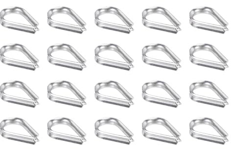 PATIKIL 5/64 Ditali per Fune Metallico, 20pz Ditale in Acciaio Inossidabile 316 per Fune Metallico per Cavo di Sollevamento ad Anello da 2 Mm di Diametro