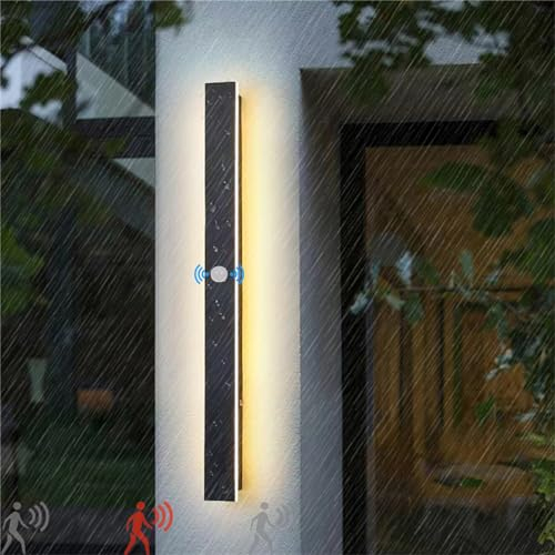 GZZBMY Modern LED Lang Wandleuchter mit Bewegungssensor Außen Innen Wandleuchte Acryl Balkon Wandlampe IP67 Wasserdicht Wohnzimmer Badezimmer Eingangstür Außenwandleuchte (Warme Licht,100CM)