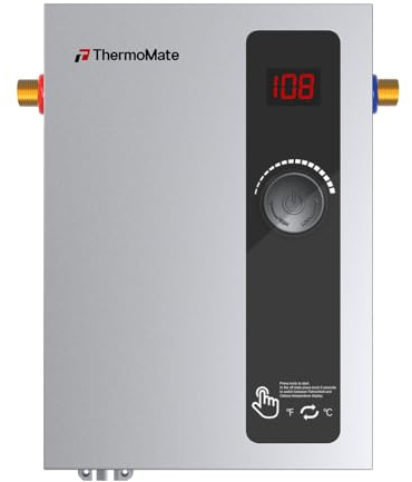 ThermoMate Tankless Water Heater Electric, 11kW 240 Volt On Demand Instant Hot Water Heater for Point of Use, Self-Modulating LED Display Knob Control, ETL Certified, 2.15GPM at 35°F Rise