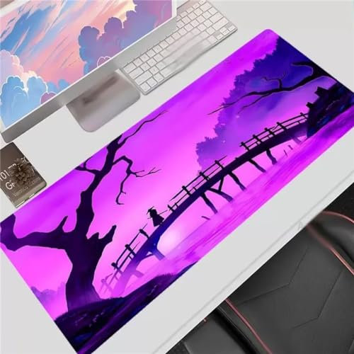 Xinyuer Mauspad XXL Lila Landschaft Mauspad Gaming 900x400x2mm Große Tastaturmatte Waschbares mit Rutschfester Basis für Zuhause und Büro