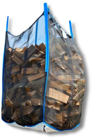 dm-Folien Holz Big Bag 100x100x160cm I 10 Stück I SWL 1.000 kg I Robuster Big Bag Holz mit Netzgewebe & Sternenboden I Big Packs für Brennholz I stabil & wiederverwendbar