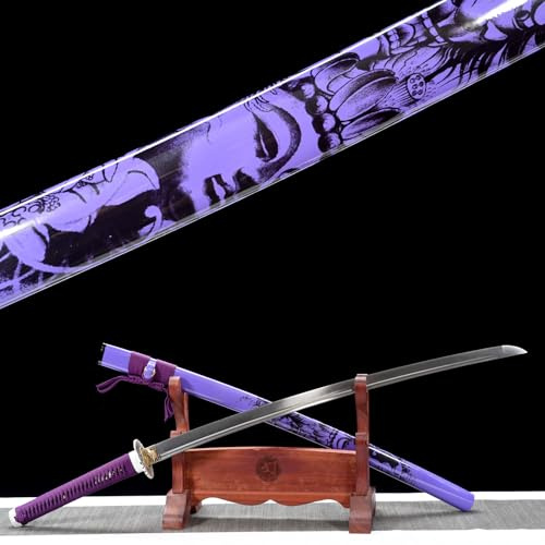 LQSLFsword 103cm Katana，Samuraischwert，Sharp，Katana Schwert scharf， Hand geschmiedete T10 Stahl brennende Klinge