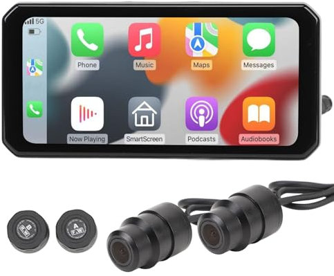 Cámara de Salpicadero para Motocicleta con Cámara Dual 1440P, DVR Delantero Trasero para Motocicleta con Pantalla de 6,25 Pulgadas, Resistente Al Agua IP67, CarPlay Inalámbrico y