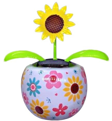 Tanzende Blumen, solarbetrieben, niedliche solarbetriebene Blumen, Wackelkopf, Auto-Dekoration in bunten Töpfen, Auto-Dekoration, solarbetriebene tanzende Figuren für Büro, Schreibtisch, Auto,